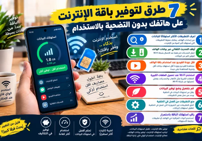 📱 7 طرق لتوفير باقة الإنترنت على هاتفك بدون التضحية بالاستخدام