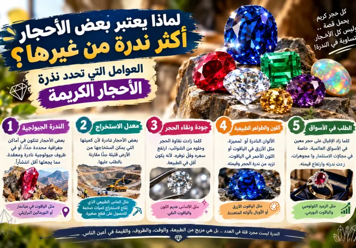 لماذا يعتبر بعض الأحجار أكثر ندرة من غيرها؟ العوامل التي تحدد ندرة الأحجار الكريمة