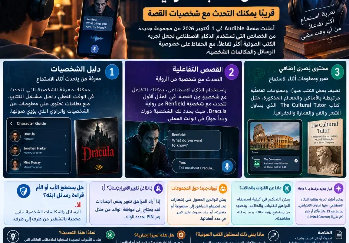 🎧 أودابل تدخل الذكاء الاصطناعي داخل الكتب الصوتية.. قريبًا يمكنك التحدث مع شخصيات القصة