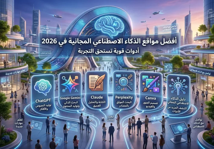 أفضل مواقع الذكاء الاصطناعي المجانية في 2026.. أدوات قوية تستحق التجربة