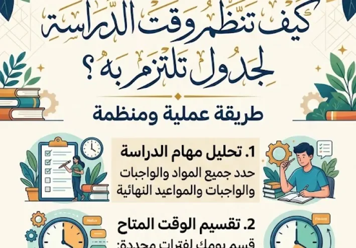 كيف تنظم وقت الدراسة؟ طريقة عملية لجدول تقدر تلتزم به