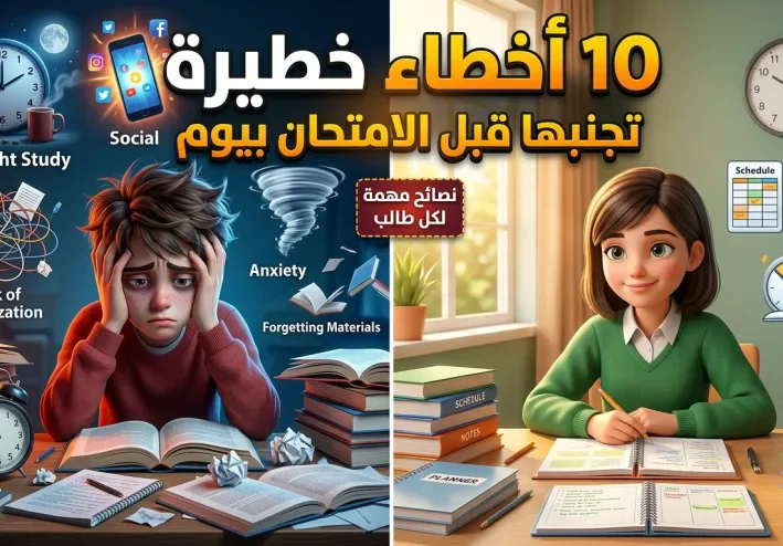 10 أخطاء خطيرة تجنبها قبل الامتحان بيوم | نصائح مهمة لكل طالب