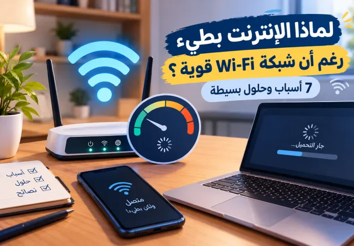 لماذا الإنترنت بطيء رغم أن شبكة Wi-Fi قوية؟ 7 أسباب وحلول بسيطة