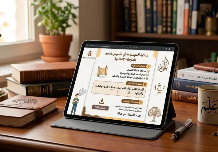 تحميل مذكرة الموسوعة في تأسيس النحو للمرحلة الإعدادية - أ/ علي عرفة