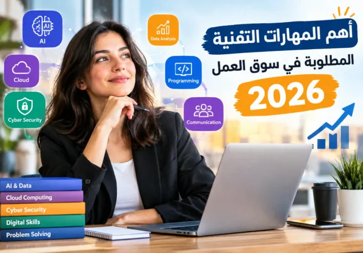 🎯 أهم المهارات التقنية المطلوبة في سوق العمل 2026 (بدون خلفية برمجية)