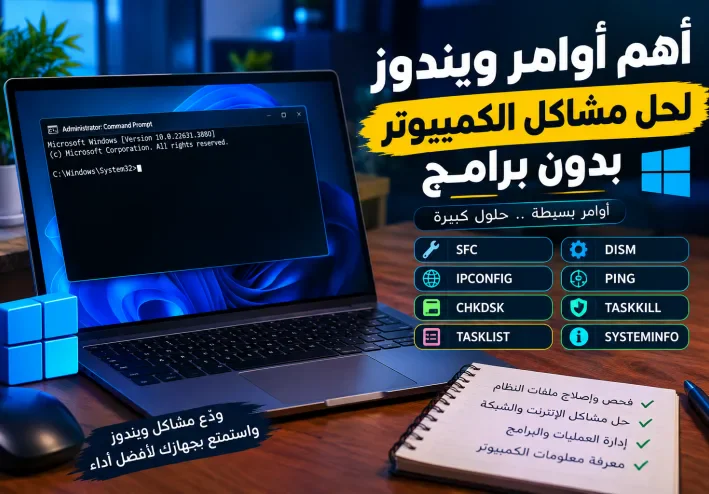 أهم أوامر ويندوز التي يجب أن تعرفها لحل مشاكل الكمبيوتر بدون برامج