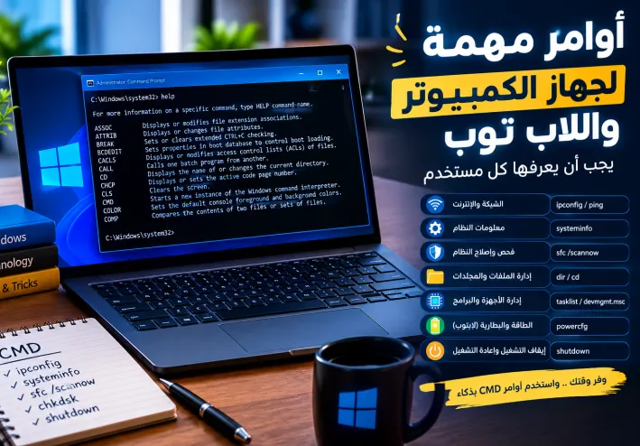 أوامر مهمة لجهاز الكمبيوتر واللاب توب يجب أن يعرفها كل مستخدم