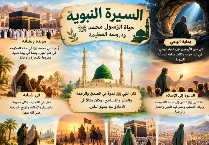 السيرة النبوية: حياة الرسول محمد ﷺ ودروسه العظيمة