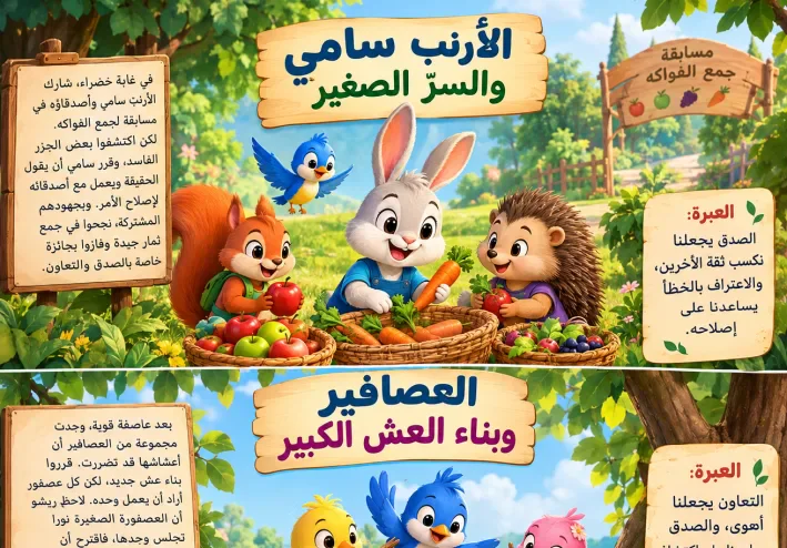 🌟 قصص أطفال عن الصدق والتعاون: حكايتان جديدتان وهادفـتان