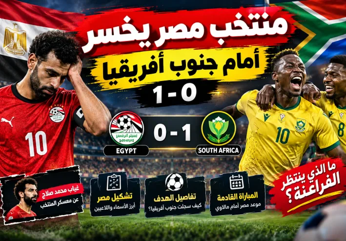 **منتخب مصر يخسر أمام جنوب أفريقيا 1-0.. نتيجة المباراة وأبرز التفاصيل**