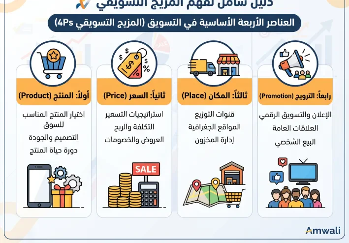 العناصر الأربعة الأساسية في التسويق
