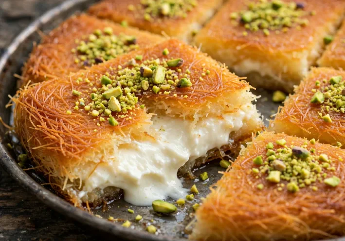 *طريقة عمل الكنافة النابلسية بالقشطة في المنزل*.