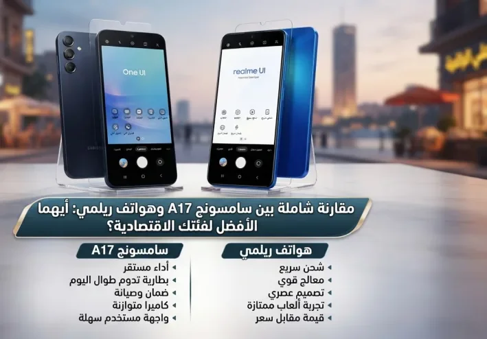 مقارنة بين سامسونج A17 وريلمي مواصفات وأسعار في مصر