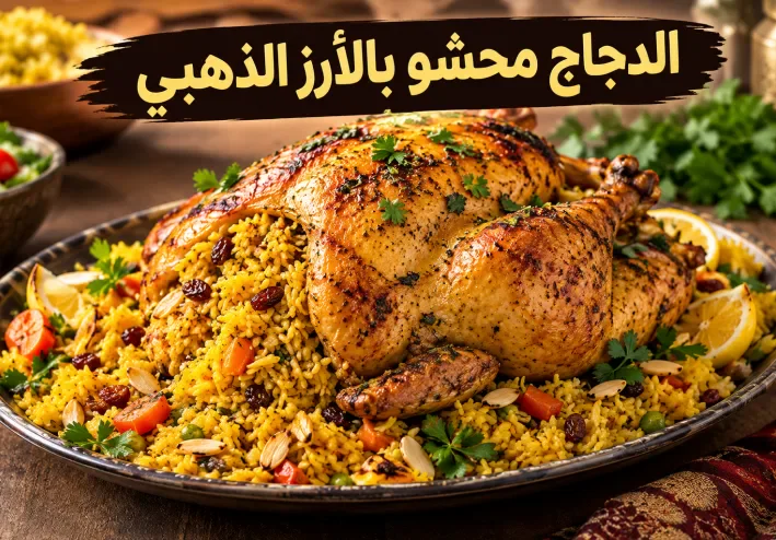 الدجاج المحشو بالأرز الذهبي.. وصفة فاخرة تجمع بين المذاق الشرقي وسحر المائدة