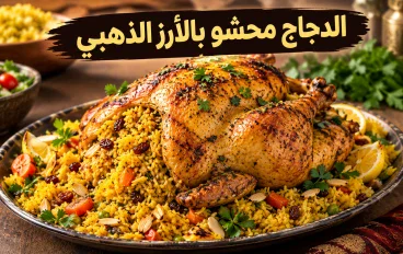 الدجاج المحشو بالأرز الذهبي.. وصفة فاخرة تجمع بين المذاق الشرقي وسحر المائدة