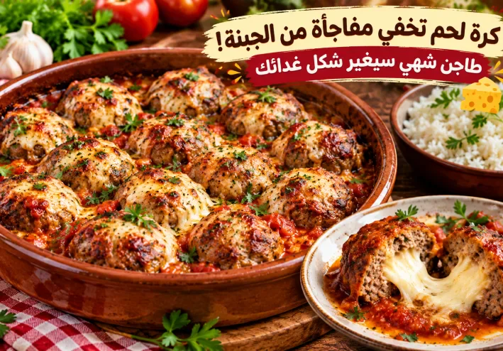 🧀 طاجن كرات اللحم المحشوة بالجبنة في صلصة الطماطم.. سر وجبة رئيسية لا تُقاوم!
