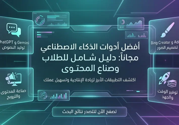 أفضل أدوات الذكاء الاصطناعي مجاناً: دليل شامل للطلاب وصناع المحتوى
