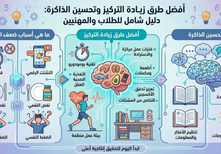 أفضل طرق زيادة التركيز وتحسين الذاكرة: دليل شامل للطلاب والمهنيين