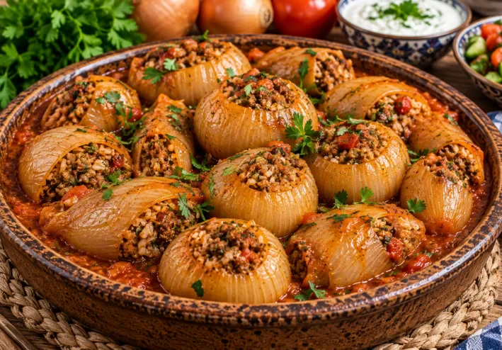 🧅🍖 بصل محشي باللحمة المفرومة والأرز - وصفة شرقية شهية بطعم لا يُقاوم