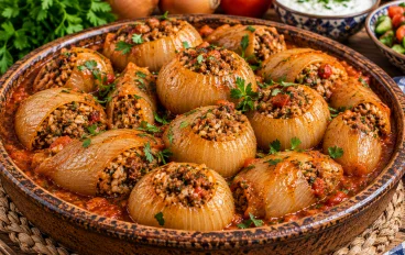 🧅🍖 بصل محشي باللحمة المفرومة والأرز - وصفة شرقية شهية بطعم لا يُقاوم