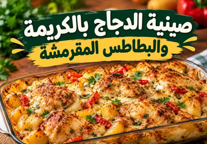 صينية الدجاج بالكريمة والبطاطس المقرمشة.. وجبة رئيسية بطعم المطاعم الفاخرة في منزلك