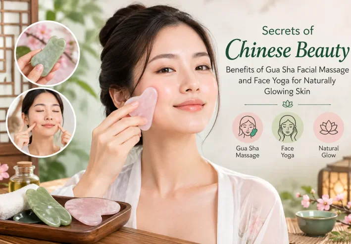 # Secrets of Chinese Beauty: Benefits of Gua Sha Facial Massage and Face Yoga for Naturally Glowing Skin with easy steps