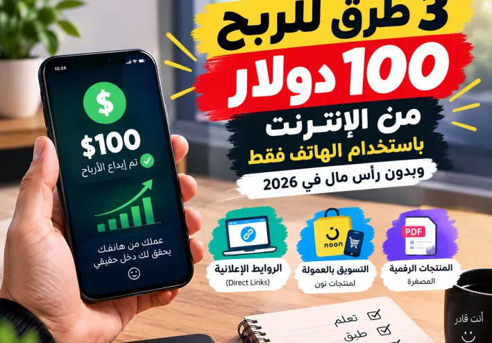 3 طرق للربح من الإنترنت باستخدام الهاتف فقط وبدون رأس مال في 2026