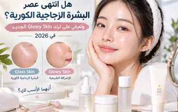 هل انتهى عصر البشرة الزجاجية الكورية؟ اكتشفي ترند Glowy Skin الجديد في 2026 والفرق بين البشرة الزجاجية والبشرة الجلوي ؟