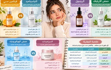 هل انتي  حائرة بين منتجات العناية بالبشرة ؟  ولا تعرفي الأنسب  لمشكلتك دليلك الأمثل لإختيار  أفضل مكونات العناية بالبشرة