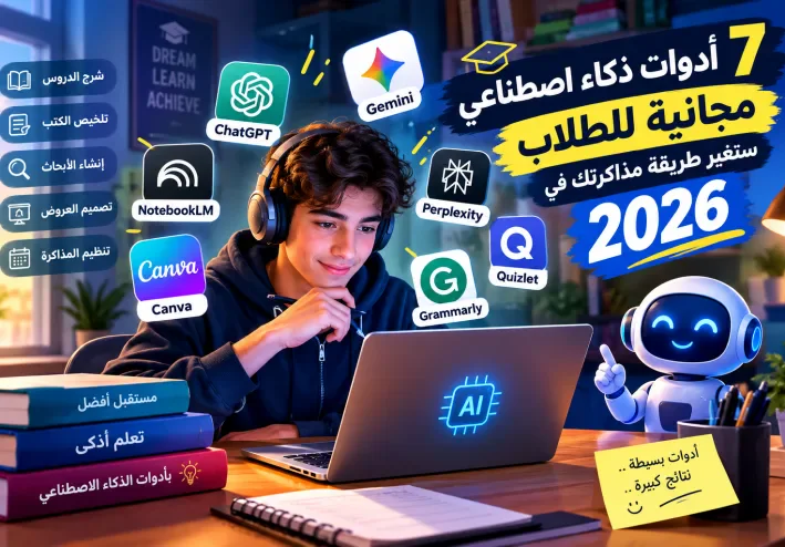 7 أدوات ذكاء اصطناعي مجانية ستغيّر طريقة مذاكرتك في 2026!