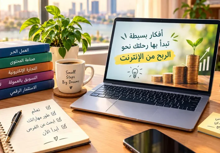 الربح من الإنترنت للمبتدئين: 7 طرق واقعية لبدء العمل من المنزل بدون رأس مال كبير