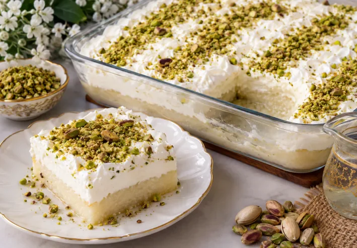طريقة عمل ليالي لبنان الأصلية بالقشطة والفستق الحلبي