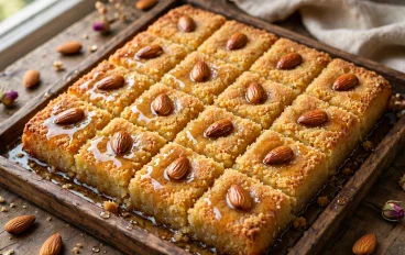 طريقة عمل البسبوسة المرملة في المنزل زي محلات الحلواني