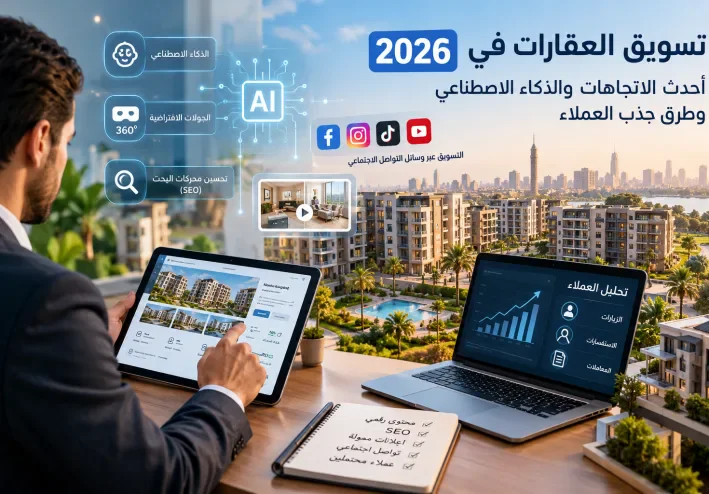 تسويق العقارات في 2026.. أحدث الاتجاهات والذكاء الاصطناعي وطرق جذب العملاء