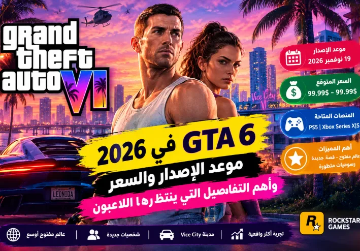 GTA 6 في 2026: موعد الإصدار والسعر والقصة والمنصات المتاحة