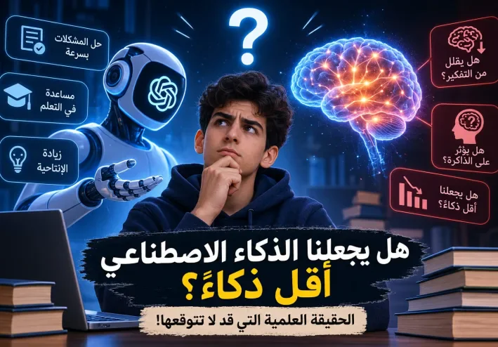هل يجعلنا الذكاء الاصطناعي اقل ذكاء؟ الحقيقة العلميه التي قد لا تتوقعها !