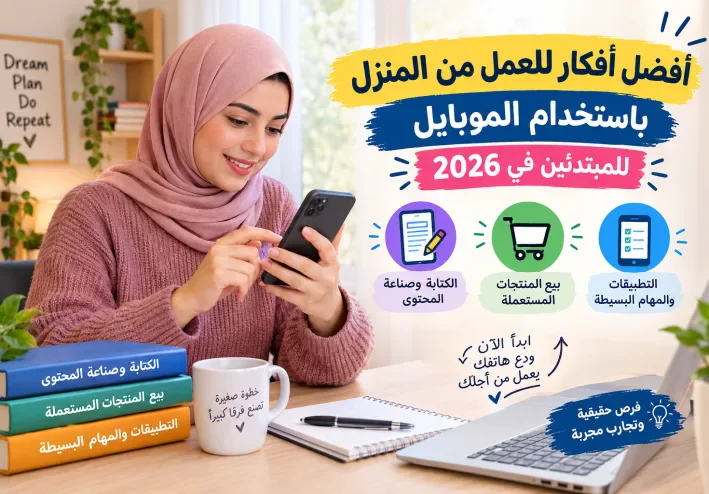 أفضل أفكار للعمل من المنزل باستخدام الموبايل للمبتدئين في 2026