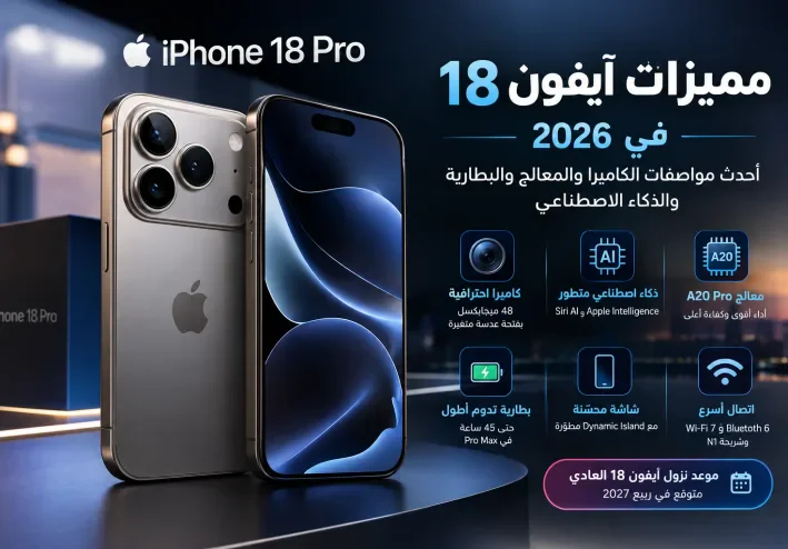 مميزات آيفون 18 في 2026 وأحدث أخبار iPhone 18 Pro