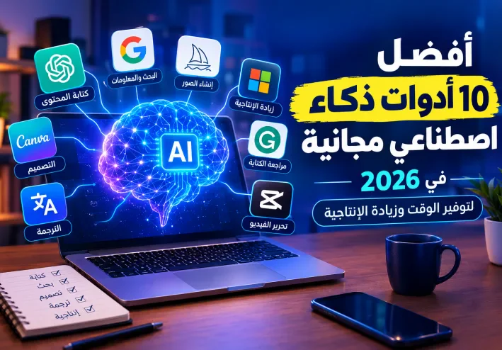 أفضل 10 أدوات ذكاء اصطناعي مجانية في 2026 لإنجاز أعمالك بسهولة