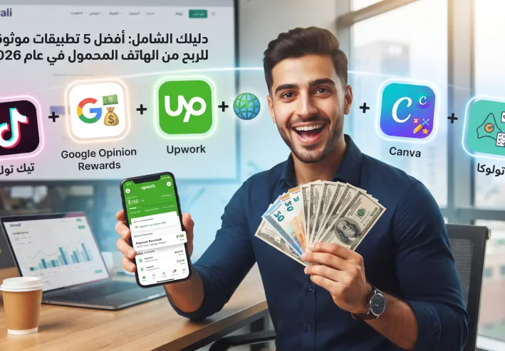 اليك افضل 5 تطبيقات للربح عبر الانتر نت في 2026