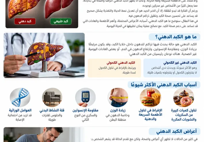 الكبد الدهني: الأعراض والأسباب والأطعمة المناسبة وأفضل طرق التعامل معه
