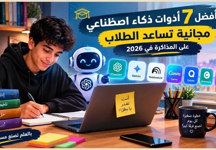 أفضل 7 أدوات ذكاء اصطناعي مجانية تساعد الطلاب على المذاكرة في 2026