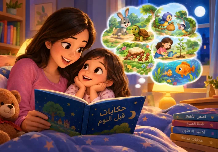 5 قصص أطفال قصيرة قبل النوم فيها حكايات جميلة ودروس مفيدة