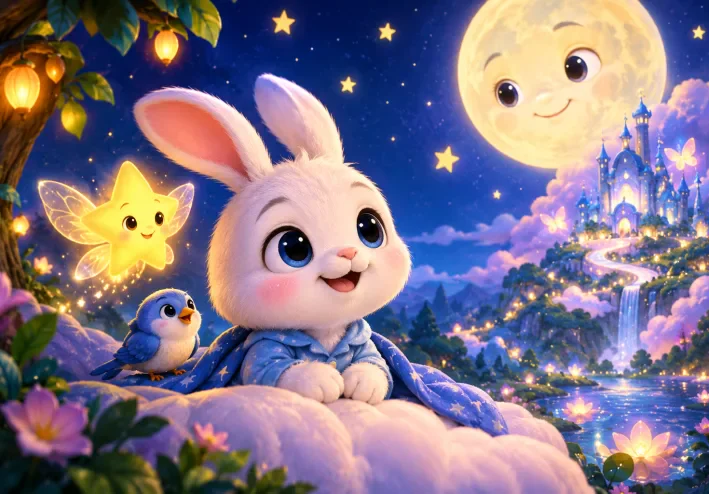 حكاية الأرنب لوز وقمر الأحلام 🌙🐰 | قصة أطفال قبل النوم | حواديت جميلة وهادئة