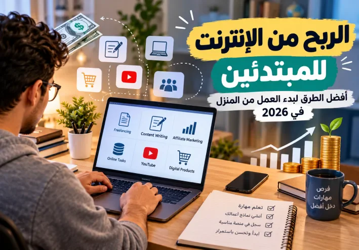 الربح من الإنترنت: أفضل الطرق لكسب المال من المنزل للمبتدئين في 2026