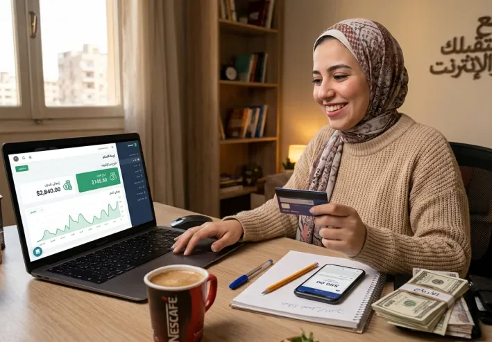 العنوان: الربح من الإنترنت للمبتدئين: 5 طرق عملية للبدء من المنزل خطوة بخطوة