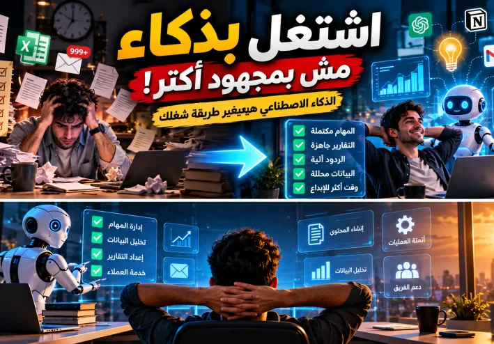 أتمتة الأعمال والذكاء الاصطناعي: إزاي تشتغل بذكاء وتنجز أكتر في وقت أقل؟