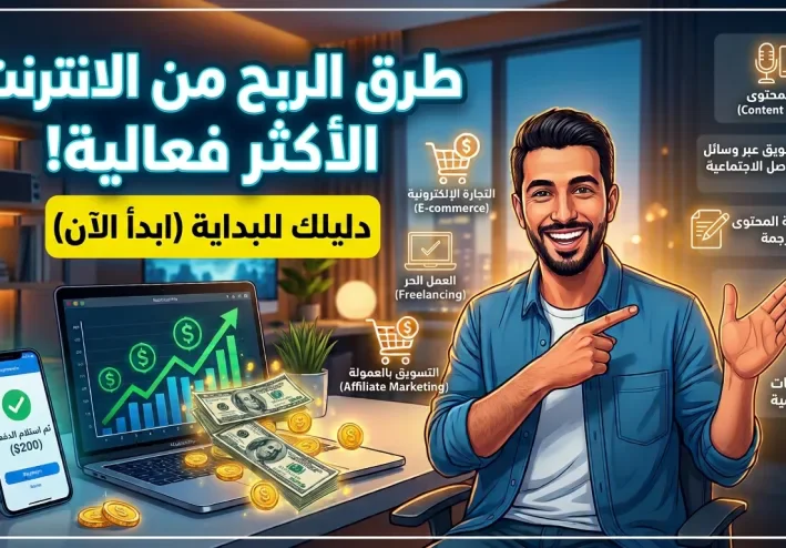 إزاي تربح فلوس من الإنترنت في 2026؟ 7 طرق للمبتدئين من الصفر