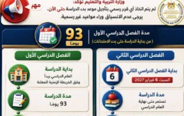 موعد امتحانات نصف العام الشهادة الإعدادية 2027 جميع المحافظات