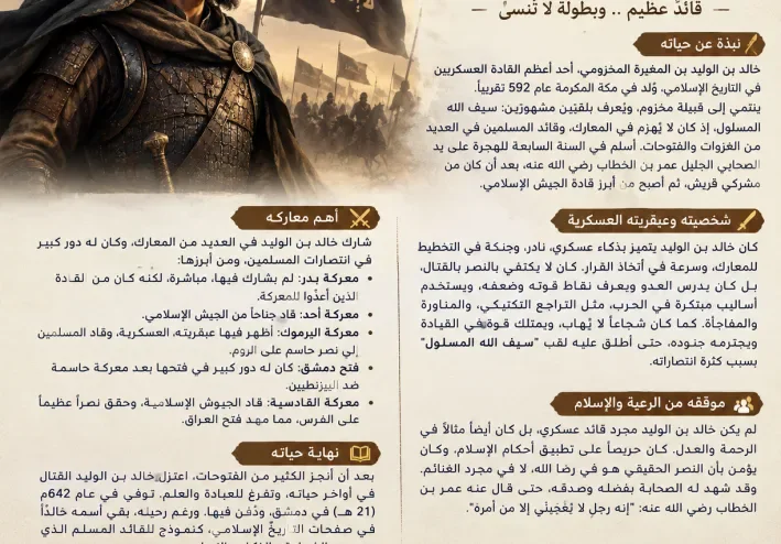 خالد بن الوليد.. قصة البطل الذي أصبح سيف الله المسلول